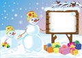 Snowmans specify celebratory gifts Royalty Free Stock Photo