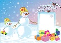 Snowmans specify celebratory gifts Royalty Free Stock Photo