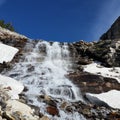 Snowmelt runoff over a glacier carved waterfall