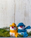 Snowmen board wooden Christmas winter plush duo