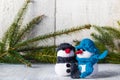 Snowmen board wooden Christmas winter plush duo