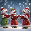 Snowmen Carolers And Snowflakes