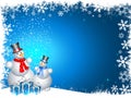 Snowmen with christmas gifts Royalty Free Stock Photo