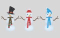 Snowmen. 3d illustration. Isolated. Royalty Free Stock Photo