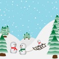 Snowmen family playing in the Royalty Free Stock Photo