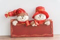 Snowmen with red board