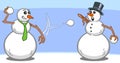 Snowmen Snowball Fight Royalty Free Stock Photo