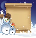 Snowmen on a winter background