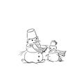 Snowmens cartoon style on a white background. Snowmens for Christmas. sad snowmens