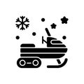 Snowmobile black glyph icon