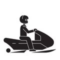 Snowmobile black vector concept icon. Snowmobile flat illustration, sign