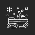 Snowmobile chalk white icon on black background