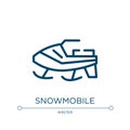 Snowmobile icon. Linear vector illustration from winter collection. Outline snowmobile icon vector. Thin line symbol for use on Royalty Free Stock Photo