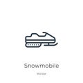 Snowmobile icon. Thin linear snowmobile outline icon isolated on white background from winter collection. Line vector sign, symbol