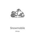 snowmobile icon vector from winter collection. Thin line snowmobile outline icon vector illustration. Linear symbol for use on web
