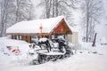 Snowmobile rescuers in the mountains