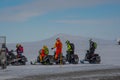 Snowmobile riders from Iceland search and rescue getting ready for a practice ride