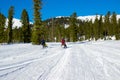 Snowmobile riding in mountains