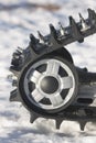 Snowmobile Track Against Snow Royalty Free Stock Photo