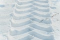 Snowmobile track mark on the snow Royalty Free Stock Photo