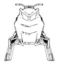 Snowmobile. Vector illustration in a hand-made style. Types of equipment from different sides Royalty Free Stock Photo
