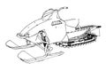 Snowmobile. Vector illustration in a hand-made style. Types of equipment from different sides Royalty Free Stock Photo