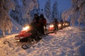 Snowmobiles in Lapland Royalty Free Stock Photo