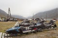 Snowmobiles in Longyearbyen, Svalbard Royalty Free Stock Photo