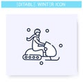 Snowmobiling line icon. Editable illustration