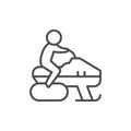 Snowmobiling line icon or winter sport sign