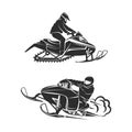 Snowmobiling Silhouette on background