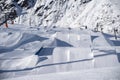 Snowpark in St.Anton am Arlberg on a sunny day Royalty Free Stock Photo