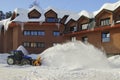 A snowplow in action Royalty Free Stock Photo