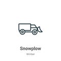 Snowplow outline vector icon. Thin line black snowplow icon, flat vector simple element illustration from editable winter concept