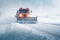 Snowplow removing the Snow from the Highway during a Snowstorm Royalty Free Stock Photo