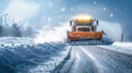 Snowplow removing the Snow from the Highway during a Snowstorm Royalty Free Stock Photo