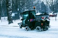 Snowplow removing snow on street after blizzard Royalty Free Stock Photo