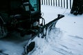 Snowplow removing snow on street after blizzard Royalty Free Stock Photo