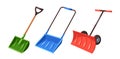 Snowplow Shovels Set, Sturdy Tools Designed For Efficient Snow Removal. With Durable Blades, Wheels And Handles