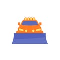 Snowplow truck icon, flat style