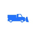 Snowplow truck icon on white, vector