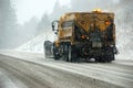 Snowplow truck on icy road Royalty Free Stock Photo