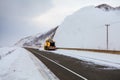 Snowplow truck Snow removal truck is removing the snow from the highway Royalty Free Stock Photo