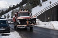 Snowplow truck in the town of Bordes d en Valira in Canillo, Andorra