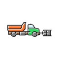 snowplow truck winter season color icon vector illustration