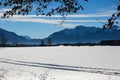 Snowscape in Benediktbeuren, Bavaria, Kochel am See Royalty Free Stock Photo