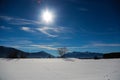 Snowscape in Benediktbeuren, Bavaria, Kochel am See Royalty Free Stock Photo