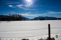 Snowscape in Benediktbeuren, Bavaria, Kochel am See Royalty Free Stock Photo