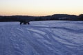 Snowscape with skid marks into the snow Royalty Free Stock Photo