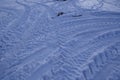 Snowscape with skid marks into the snow Royalty Free Stock Photo